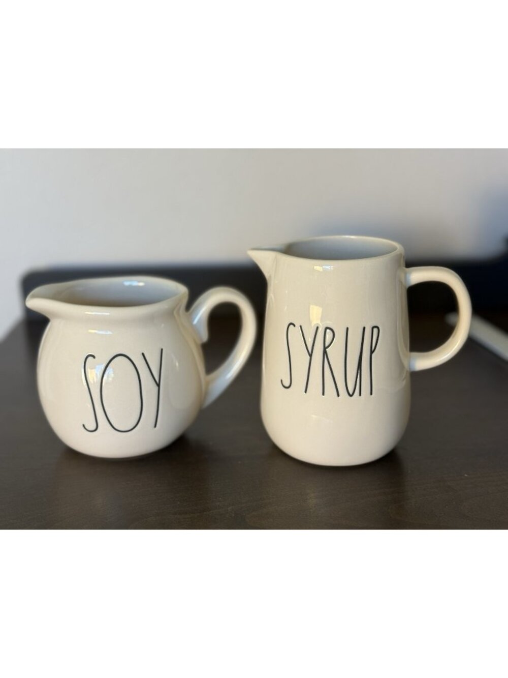 Rae Dunn Soy & Syrup White Ceramic Serving Set Magenta Artisan Collectible